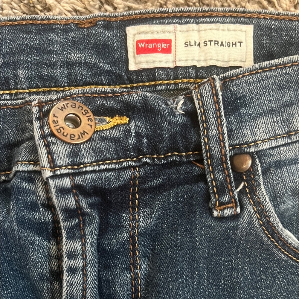Wrangler Men's Dark Blue Slim Straight Jeans - Picture 2 of 5